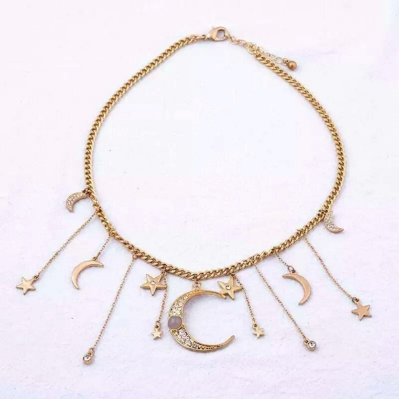 “Dreaming of Us” Diamond Gold Moon Star Necklace - Picture 10 of 12